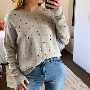Ripped cozy gray sweater